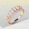 New Arrival Anillos Wholesale Rose Gold Color Round Cut Cubic Zirconia Fashion Crown Rings For Women  Size5-10