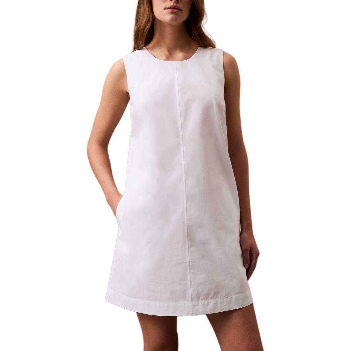 

Calvin Klein Minimalist Comfortable Cotton Poplin Mini Solid Color Sleeveless Dress Women Dresses Bright-White 47AB000-YAA XS