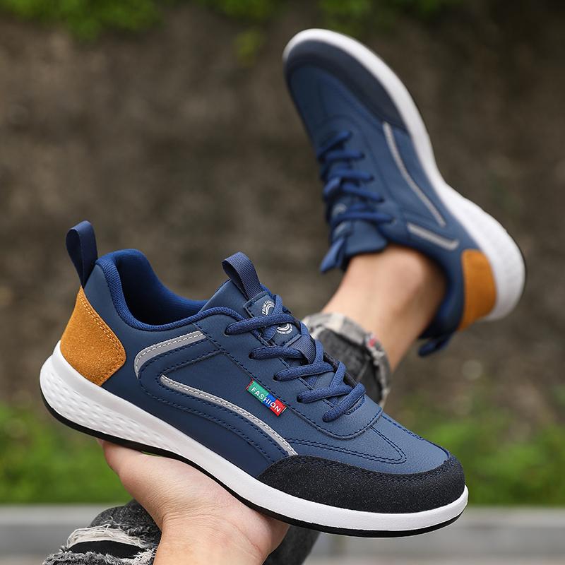 Thin Breathable Men Sneakers PU Leather Climbing Footwear Male Outdoor Light Soft Rubber Sole Jogging Trekking Walking Sneakers