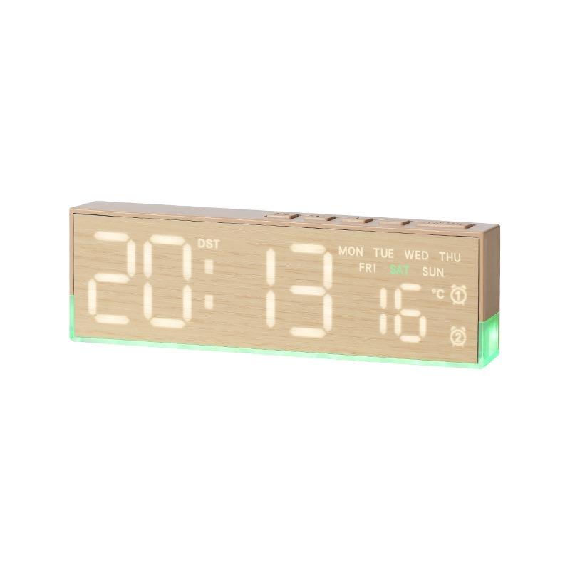 Huayang Multifunction Digital Clock Bedside Temperature Week Date Display Dual Alarm Ambient Light