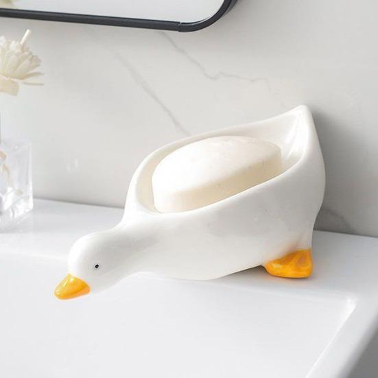 Duck-Shaped Soap Box Non-Slip Design Self-draining Easy to Clean Universal Soap Holder Bathroom Decoration