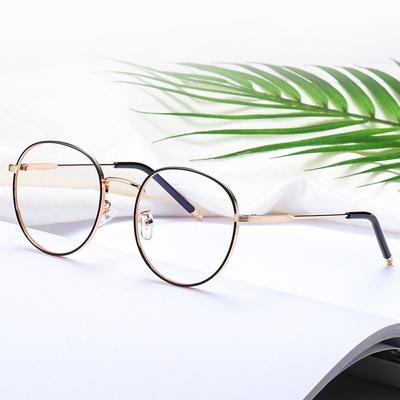 Vintage Klassische Anti-Blaulicht-Brille Ovaler Metallrahmen Markendesigner Mode Runde optische Metallrahmen Computerbrille