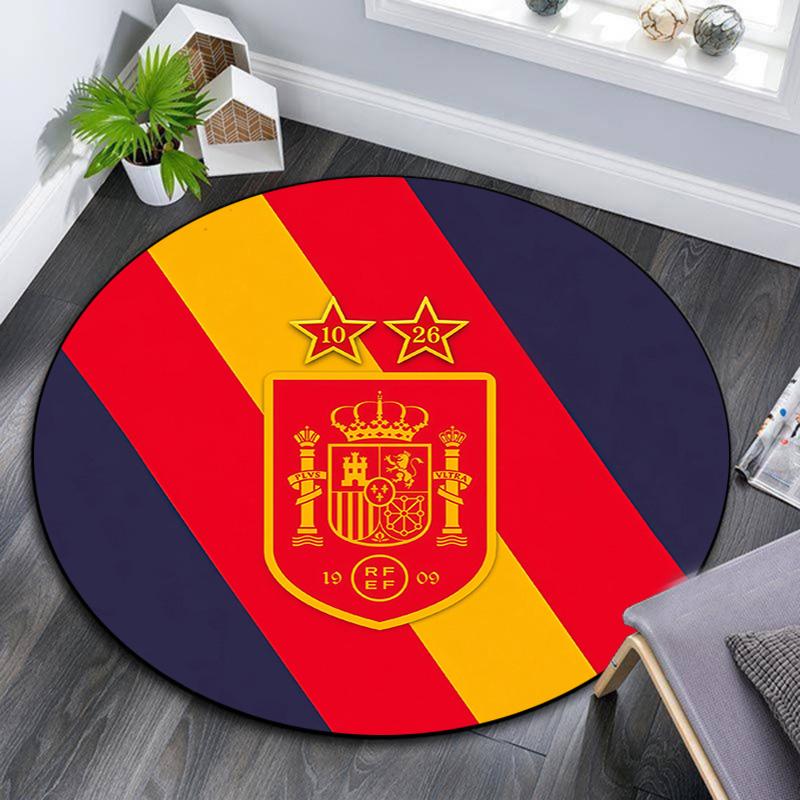 Spain National Football Team2 Round Area Rug,Carpet Rug for Living Room Bedroom Sofa Playroom Decor,Non-slip Floor Mat