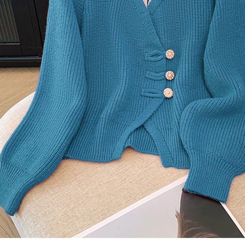 Autumn Design Splicing Two Cardigans Temperament Sweater Knitted Top Versatile Autumn and Winter Coat