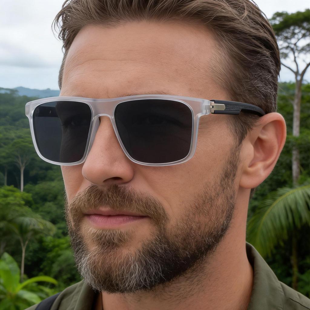 KAJILA Men's European 2025 Stylish Polarized Square Frame Sunglasses with Hinged Temples for UV Protection