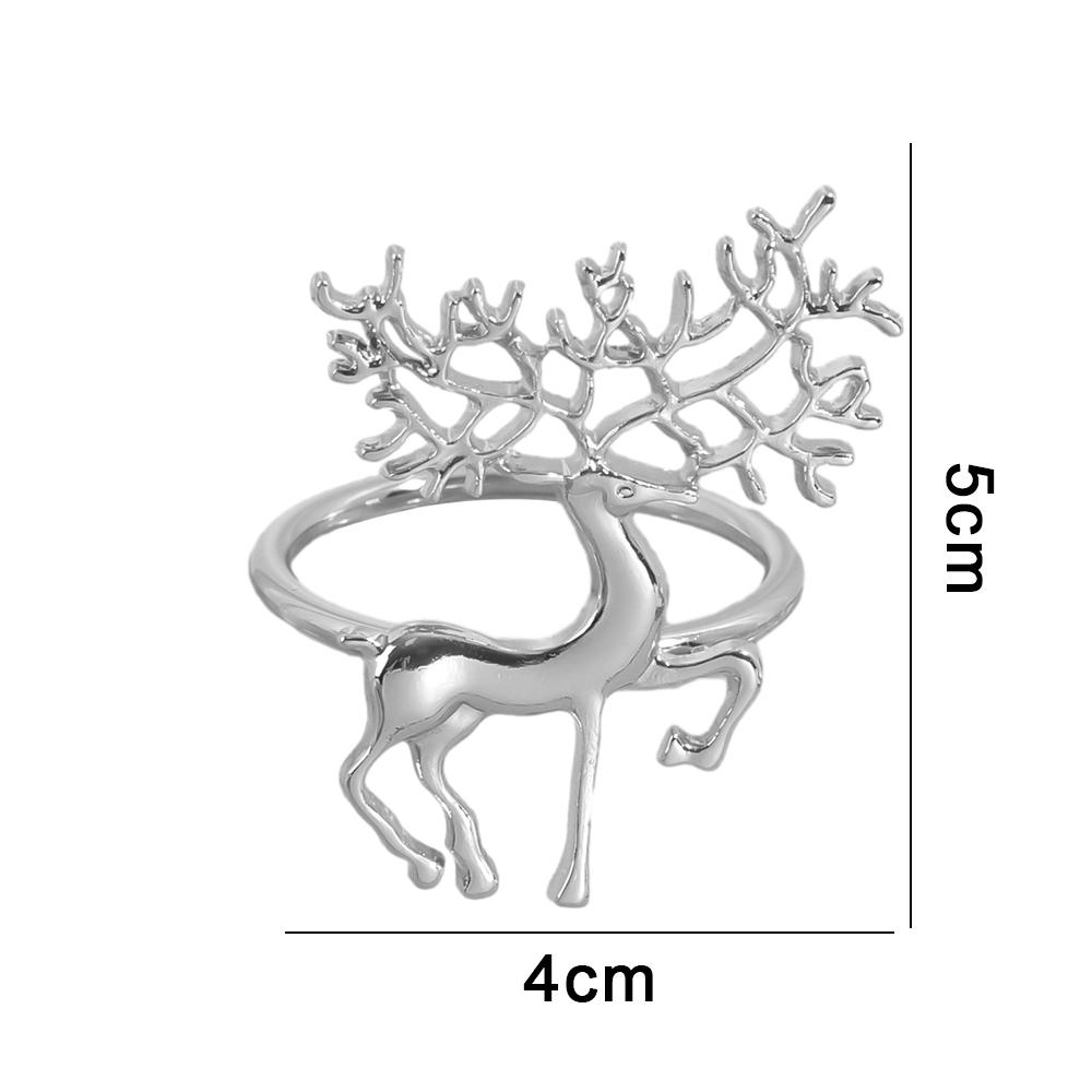 Christmas Napkin Ring Holders Metal Xmas Tree Elk Napkin Buckle Home Christmas New Year Party Dinner Table Decoration Supplies