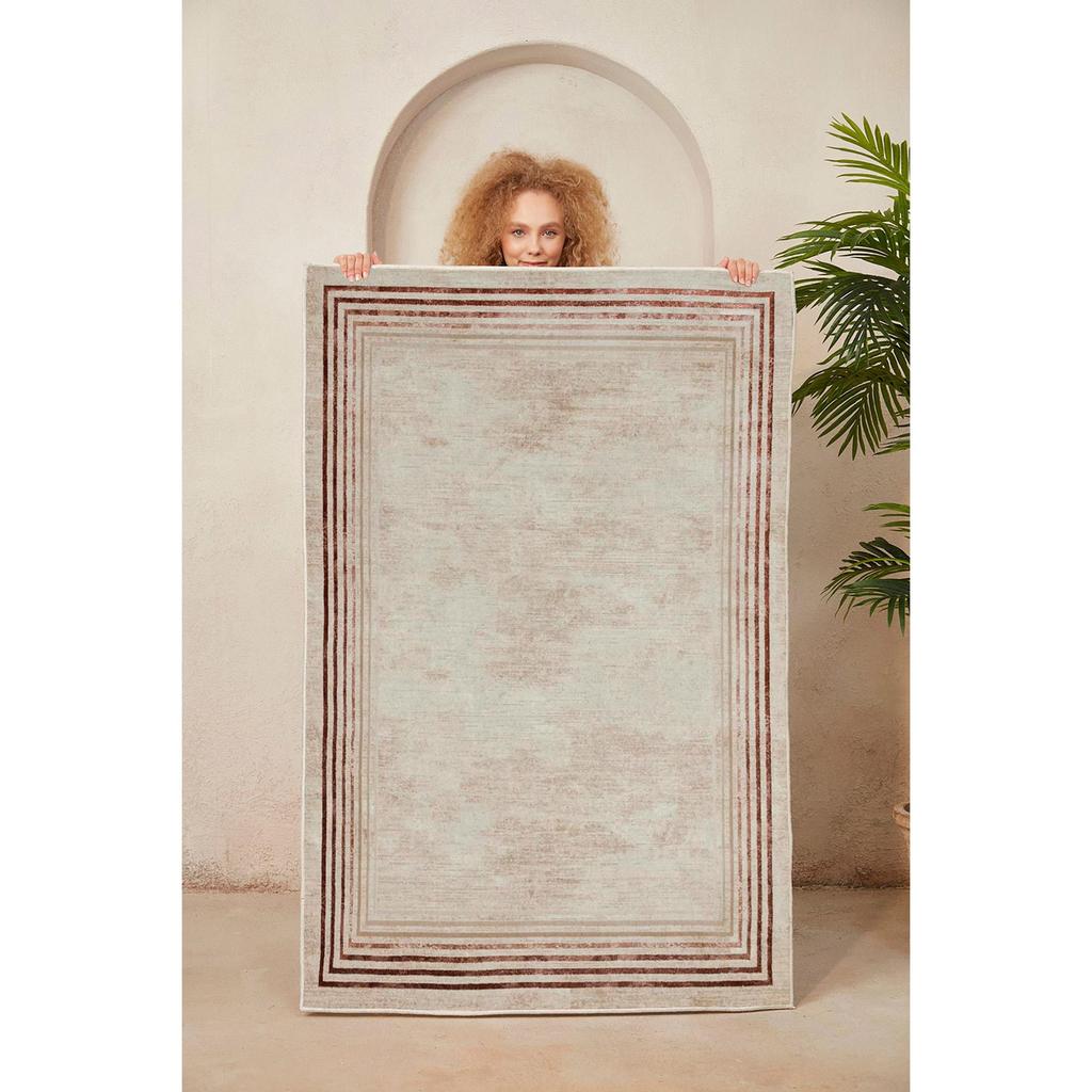 Dekorativer rutschfester Bodenrandmuster-Wohnzimmerteppich, spezielles Design, dünner, waschbarer Teppich