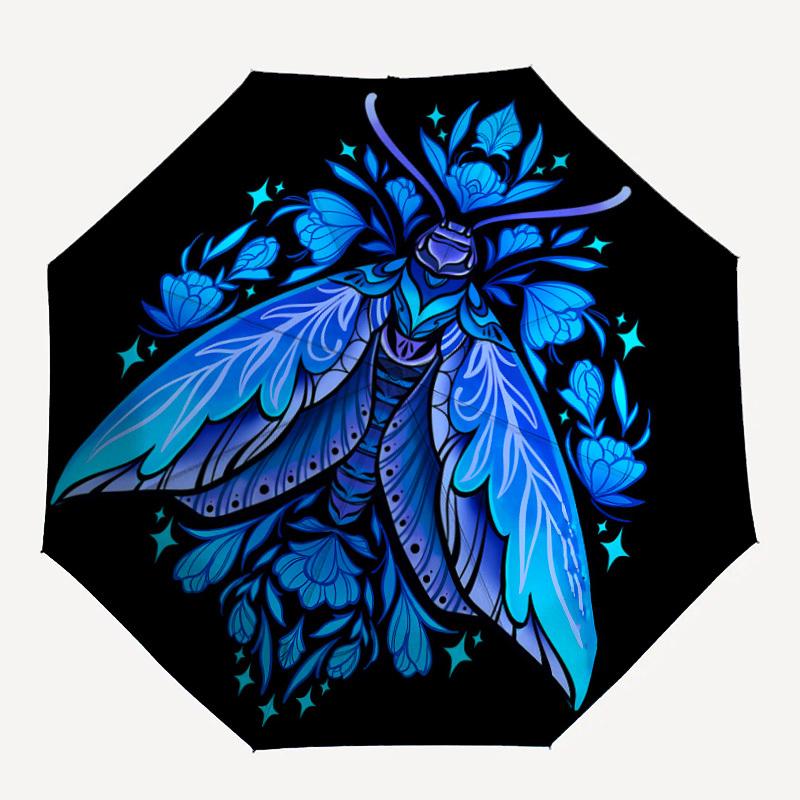 1pc Moth Fantasy Automatic Open/close Umbrella, 8-Rib sturdy structure, Auto Folding/Opening, Portable Travel Umbrella for Women,068