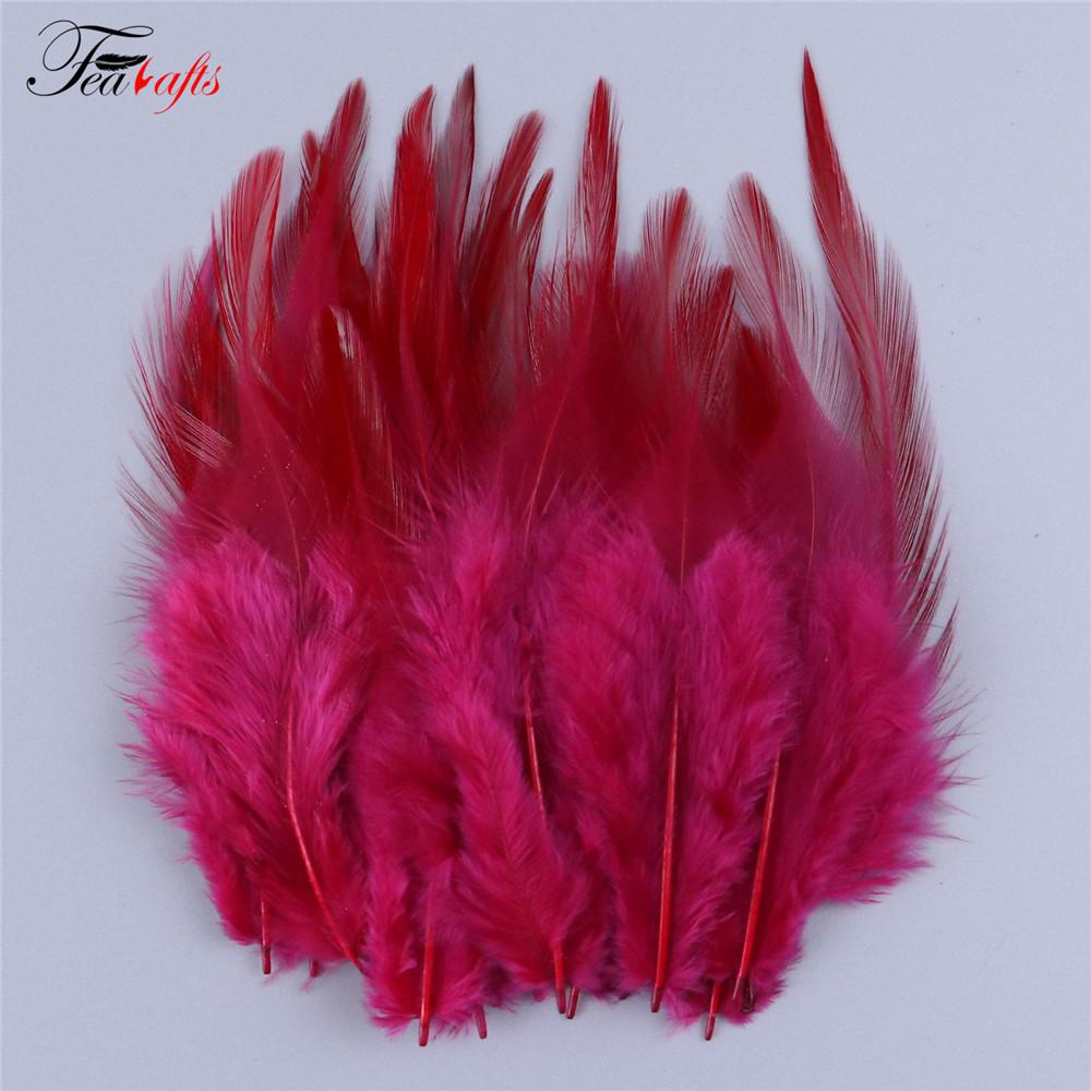 100pcs Rooster Feather Plume For Jewelry Making Pink Fly Tying Plumas Wedding Dress Decorative Dream Catcher Feathers DIY Crafts