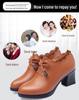Spring 2023 Leather Bow Mid-Heel Shoes for Women