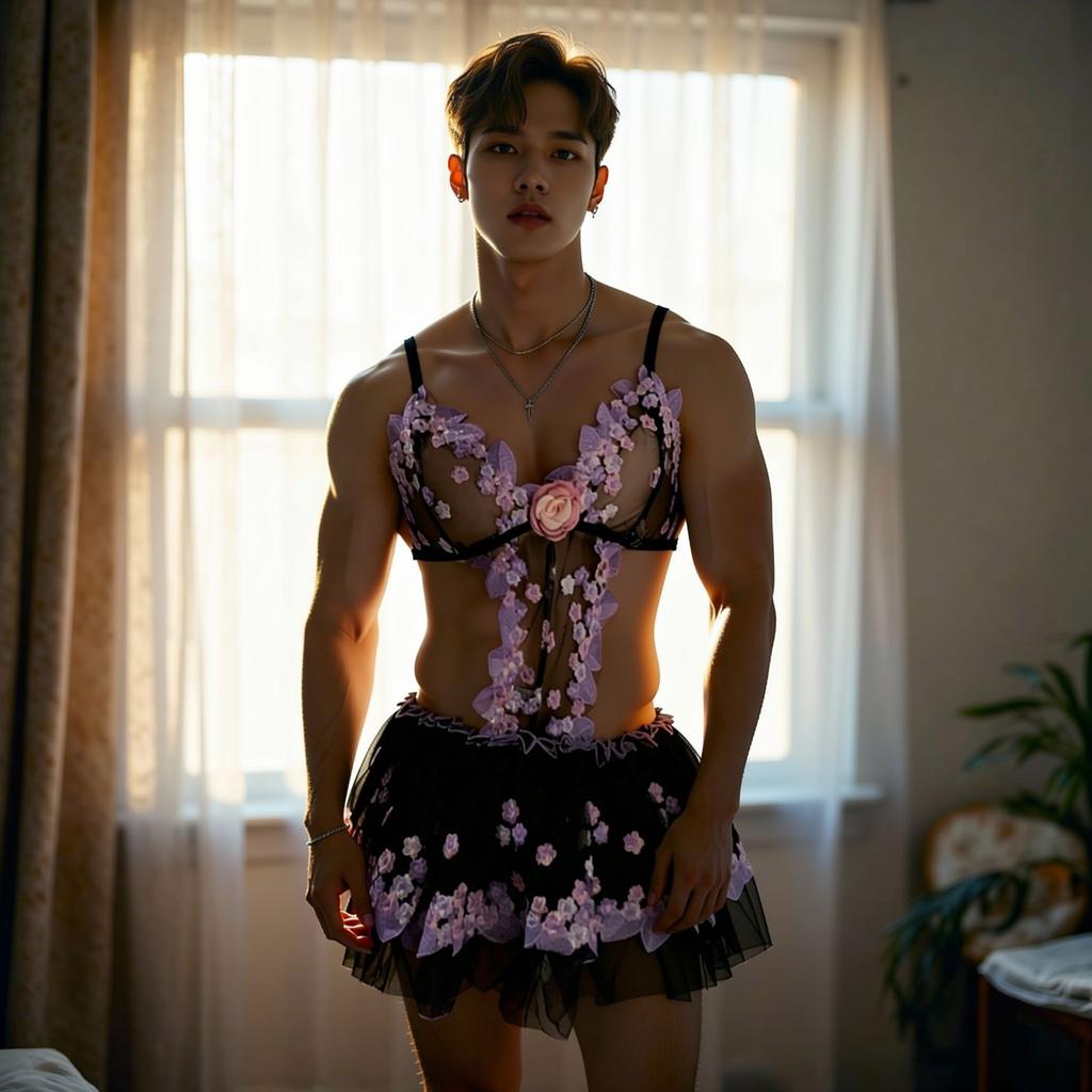 Men's Sexy Lingerie, Wedding Dress Slip, pink Pure Desire, Men's Erotic Lingerie