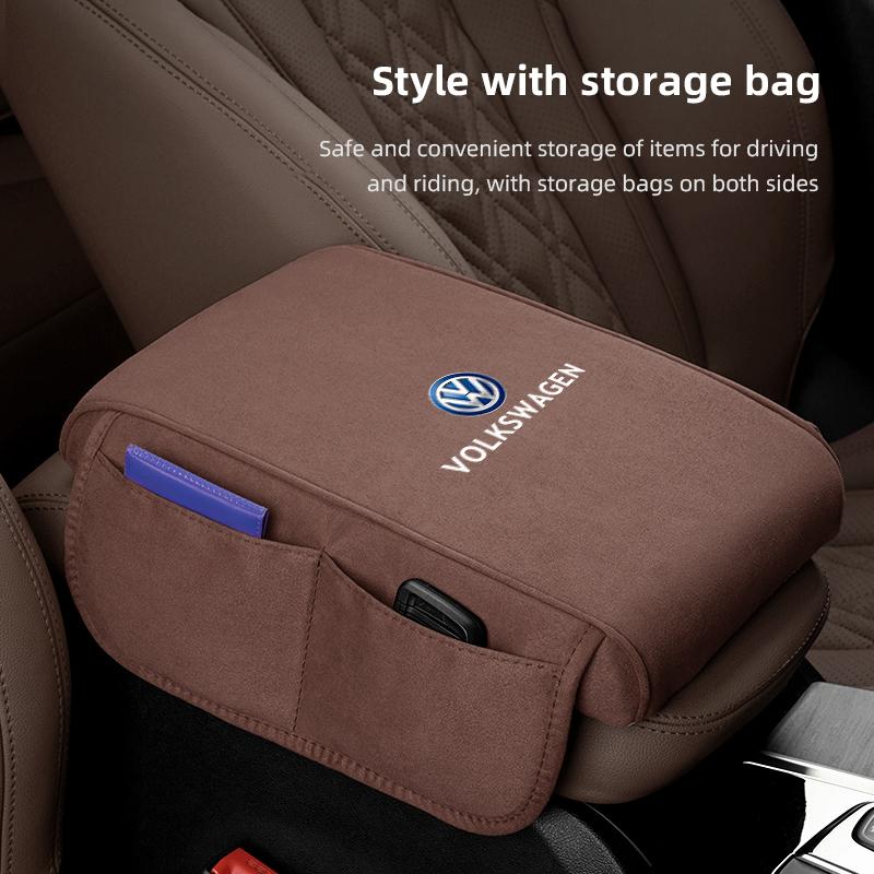 Car Armrest Box Cushion Center Console Arm Rest Suede Mat For VW Golf Passat b6 Amarok T5 Phaeton Teramont Tiguan Car Supplies