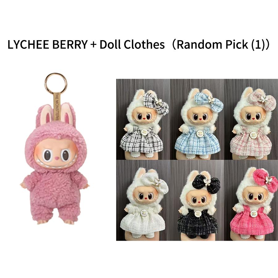 

POP MART Лабубу монстр брелок серия exciting macaron с секретным подарком внутри LYCHEE BERRY Doll Clothes разноцветный