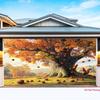 2D Fall Forest Backdrop, Autumn Oak Tree with Squirrels Background for Harvest Festival Decor