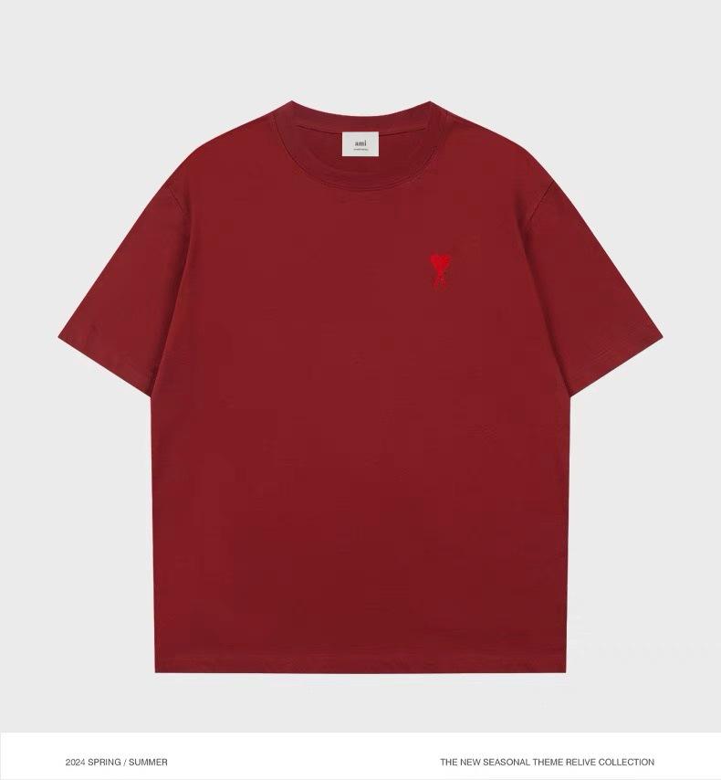 AMI&EASY Classic Short-Sleeve Men's T-Shirt with Small Heart Embroidery - Casual and Versatile Summer Wear