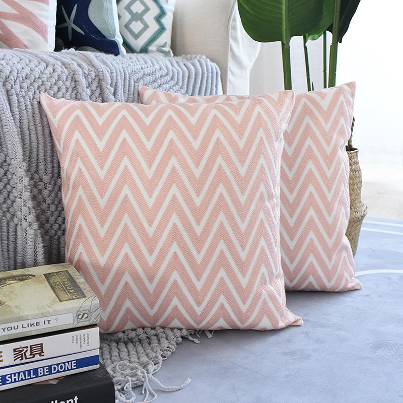 Modern Mediterranean Geometric Sofa Office Sofa Pillow Cute Embroidered Pillowcase Coreless