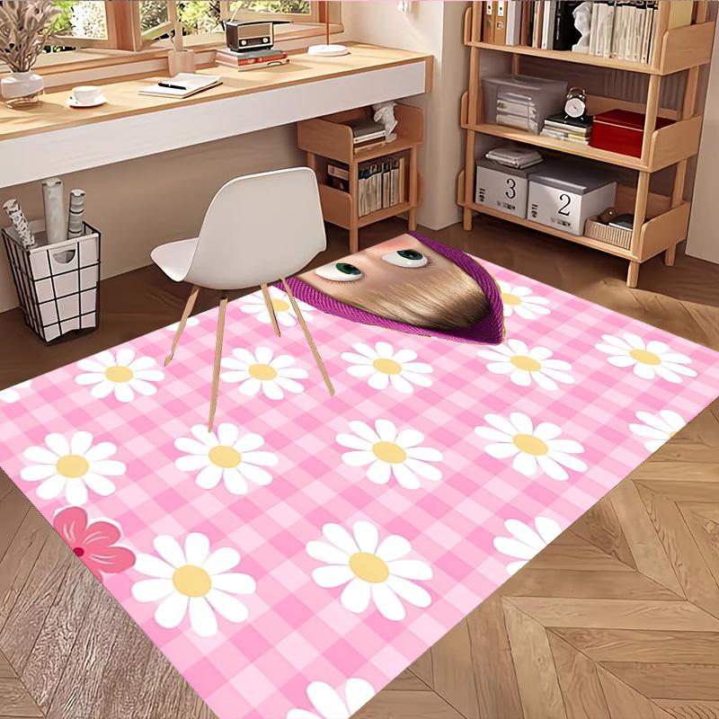 Masha and The Bear Print Rug, Washable Floor Carpet, For Entryway Dorm Laundry Room Office Study, Home Decor Birthday Christmas Gift