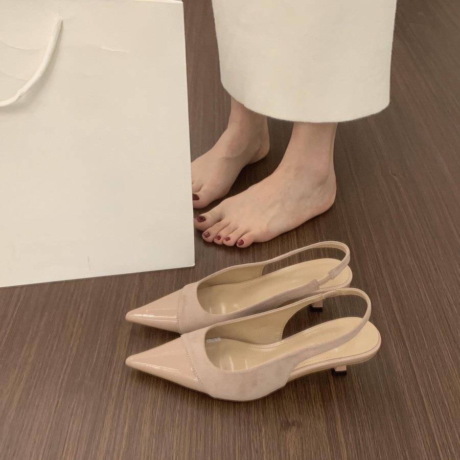 With Skirt Kitten and Bag Head Sandals, Women's Beautiful Temperament Pointed High Heels