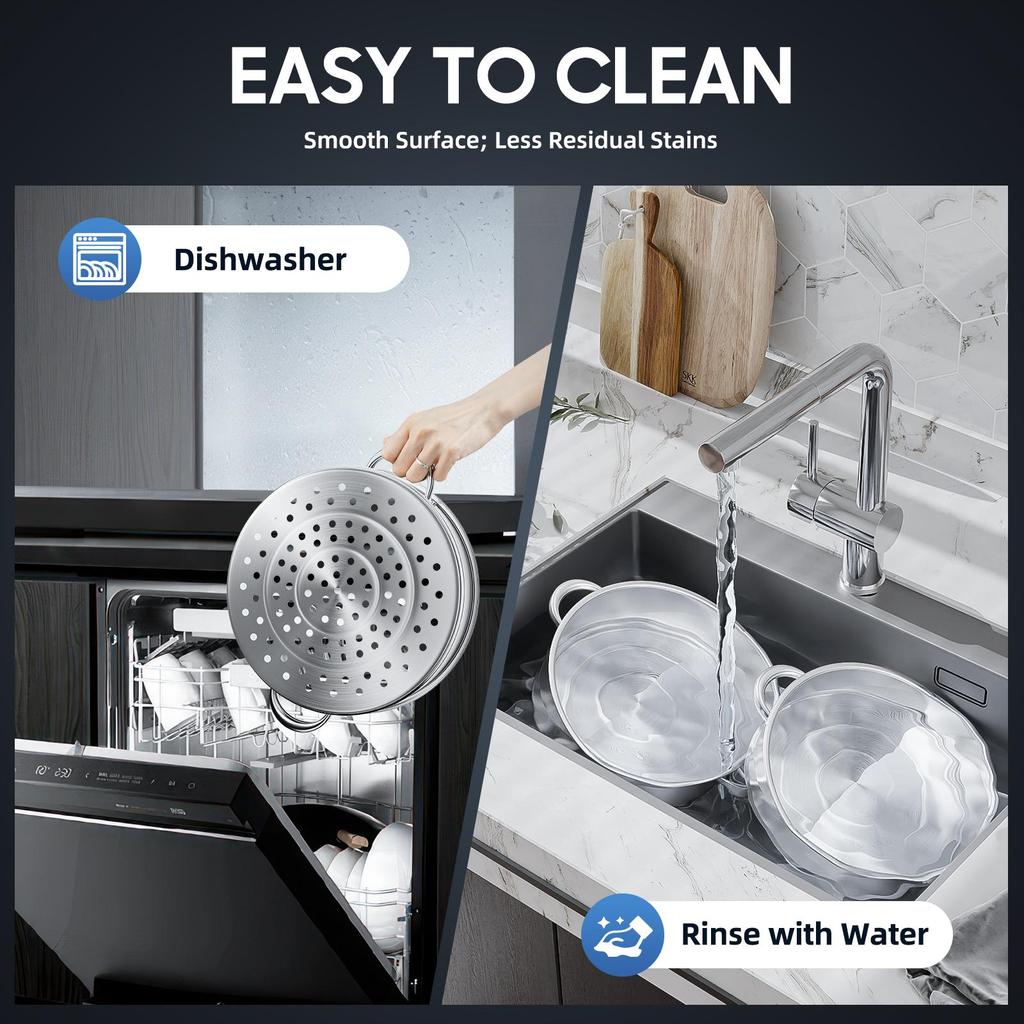 Panela de Cozimento a Vapor de Aço Inoxidável de 5 Camadas - Vaporizador de 11 Polegadas para Cozinhar Alimentos - Tampa de Vidro - Adequado para Tamales, Legumes, Bolinhos e Frutos do Mar