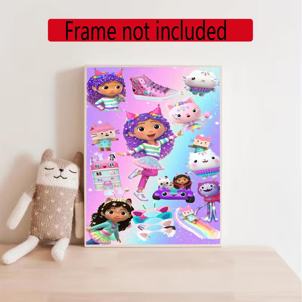 Cartoon Cute Gabbys 5D Round Diamond Painting Kit Diamond Embroidery Painting Rhinestones Mosaic Frameless Handwork Decoration Arts