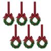 Yousheng 6 Pcs Small Christmas Wreath with Ribbon Artificial Cabinet Wreath with Red Berries Pine Cones for Home Kitchen Window Door Decor