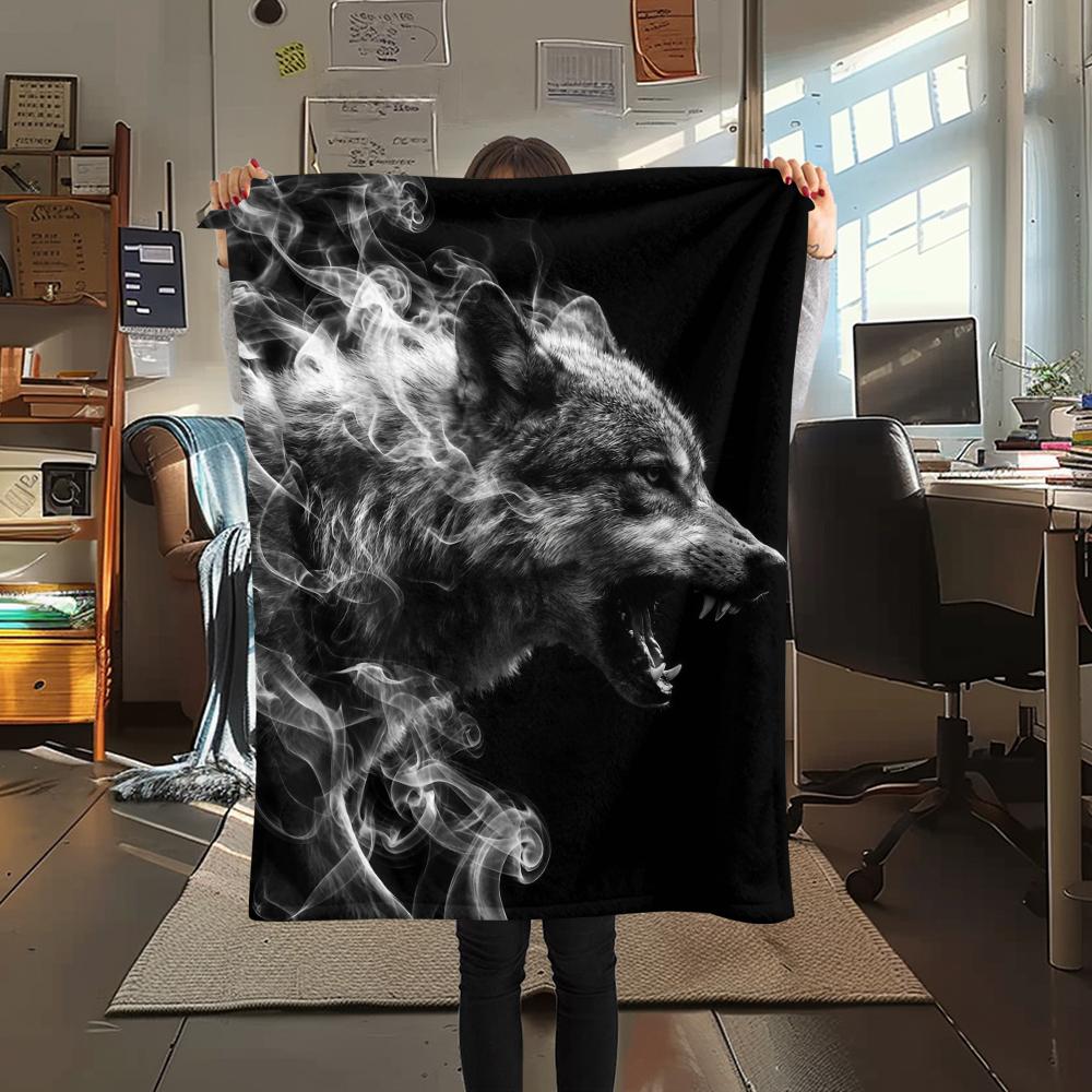 Dark Cupid Medusa Wolf Skull Print Flannel Blanket,High quality Comfortable for All Seasons,Home Decor,Warmth and Comfort,Perfect for Christmas Gifts