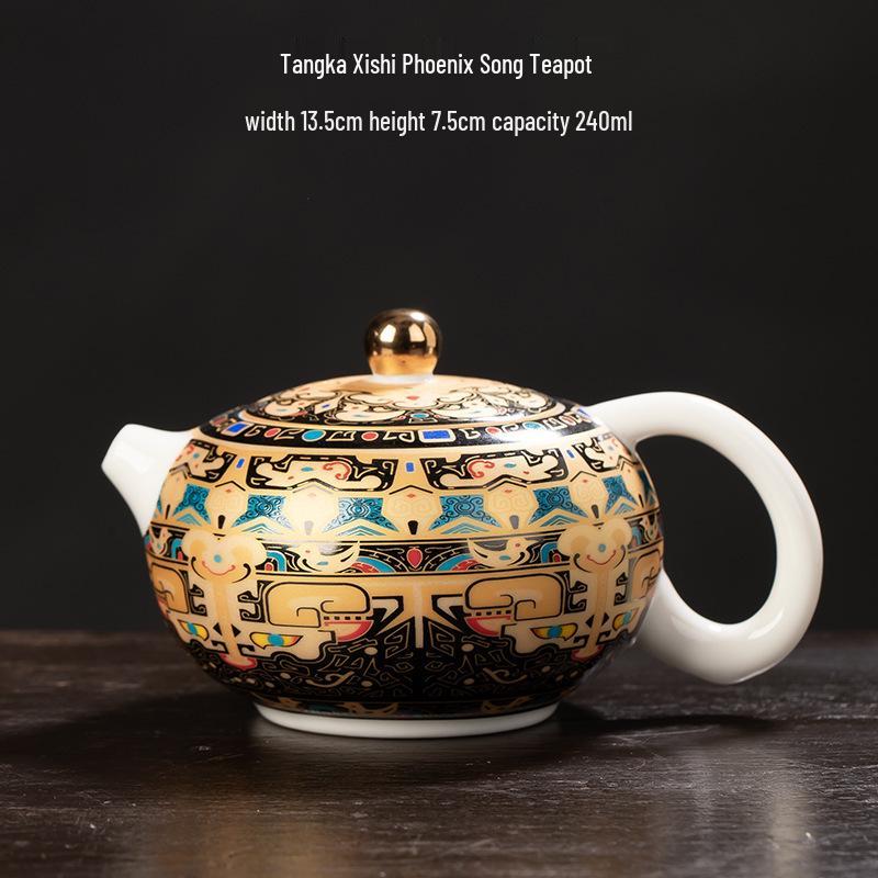 Rotating Sancai Gaiwan: Enamel Color Mutton Fat Jade Porcelain Tea Bowl with Lid for Kung Fu Tea Brewing.