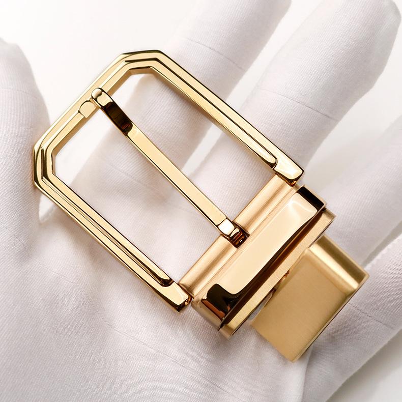 Men's Stainless Steel Double-Sided Rotating Pin Buckle for Perforated Belts
