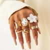 6/8/12 pcs/set Gold Sliver Open Ring Sets Zinc Zinc Alloy Floral Ring Elegant Geometric Baroque Ring  Gift