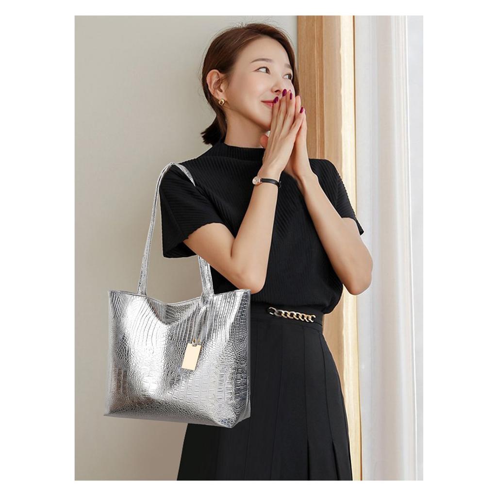 Damska torebka retro - Torba crossbody/na ramię o dużej pojemności, Elegancka torebka z metalową ozdobą, Damski portfel, Portfel retro, Torebka do pracy