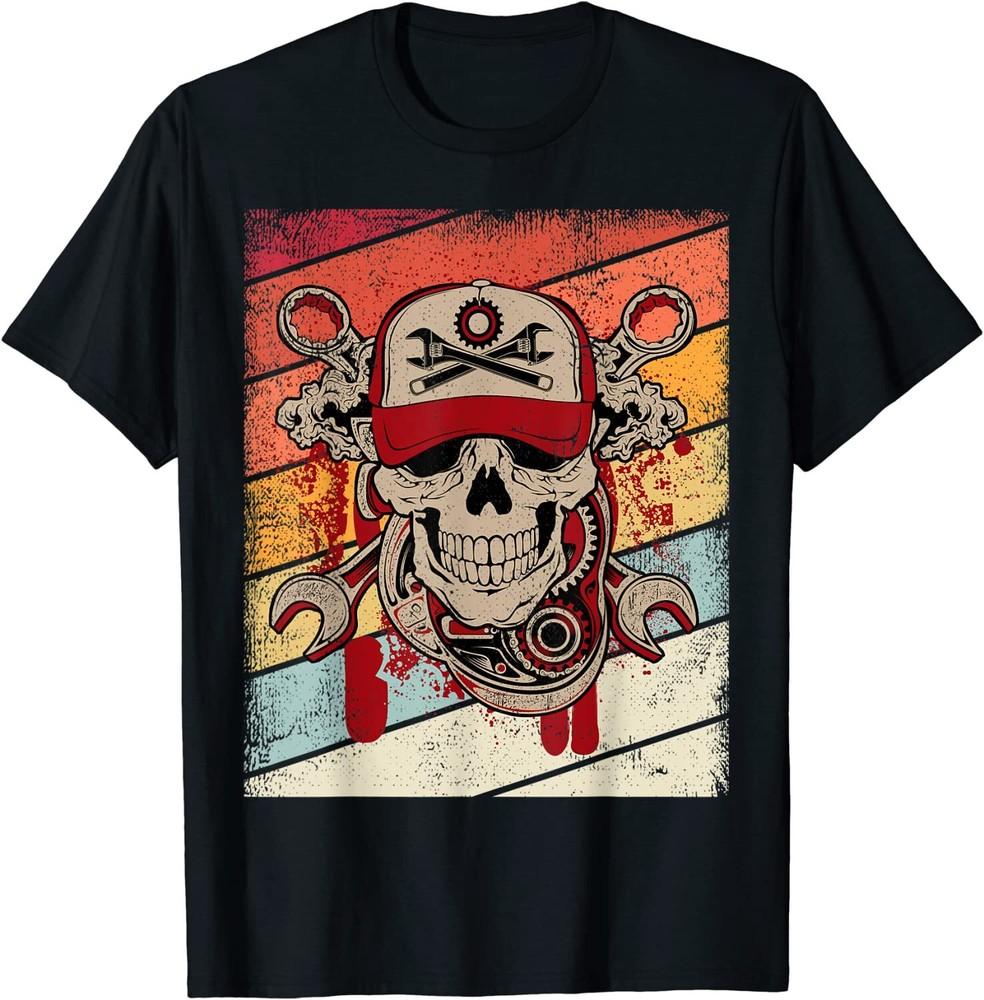 NEW LIMITED Vintage Mechanic Skull Retro Gift Mechanics Premium T-Shirt S-3XL Unisex T-Shirt XL 1930₽