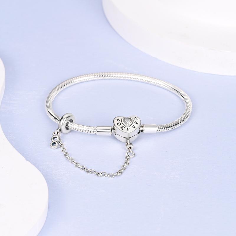 Armband Original 925 Sterling Silver Berlockarmband 17-20CM Kärlekshjärta Pave Zirkonia Armband för Kvinnor DIY Berlock Smycken Gåvor