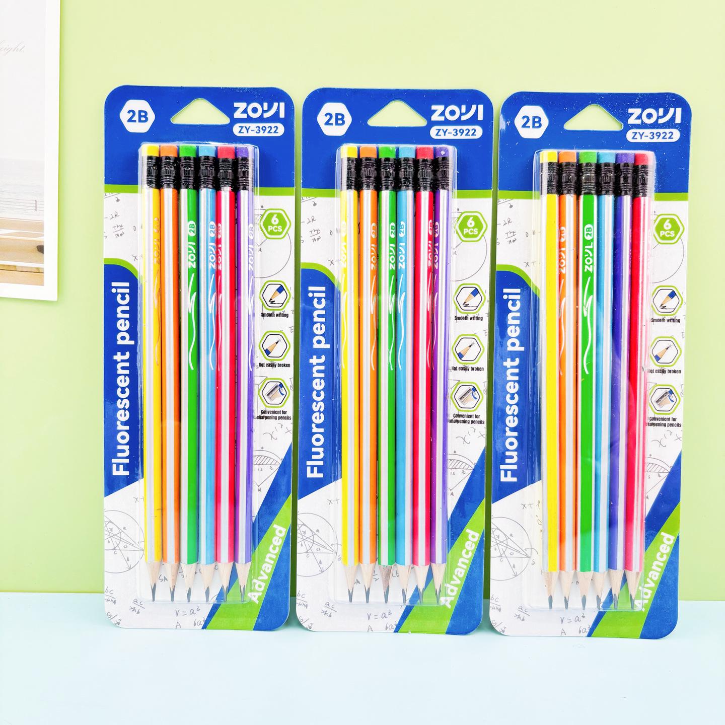 2B Pencil Set - Triangular, Hexagonal, and Round Rods 6-Pack Carded