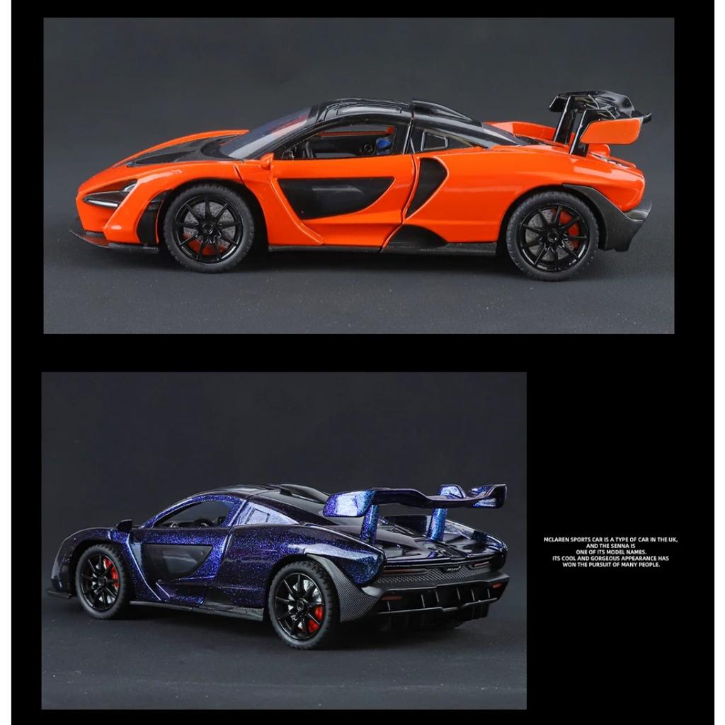 1/24 Scale Mclaren Senna Supercar Alloy Car Model, Simulated Sound and Light Racing, Children's Toy Car Ornaments for Boys Holiday Gifts