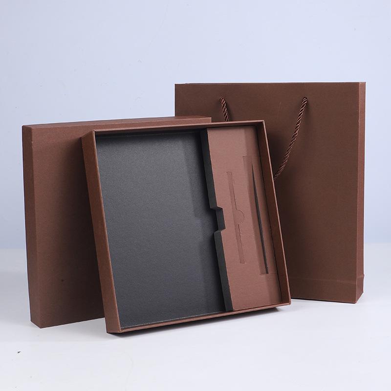 Vintage Kraft Notebook & Pen Gift Set with Customizable Logo Box
