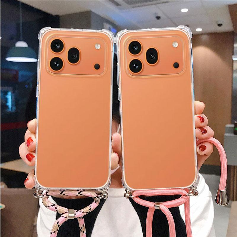 Crossbody Lanyard TPU Phone Case For Huawei Honor 600 Pro Transparent Shockproof Soft Silicone Cover For Honor 600 Pro 600 Lite