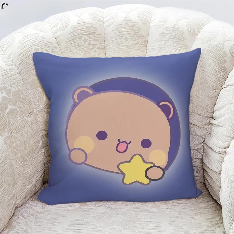 Niedliche Panda Bubu und Dudu Druck Kissenbezüge Heimdeko Kawaii Cartoon Animation Sofakissenbezug Schlafzimmerzimmer Kissenbezüge