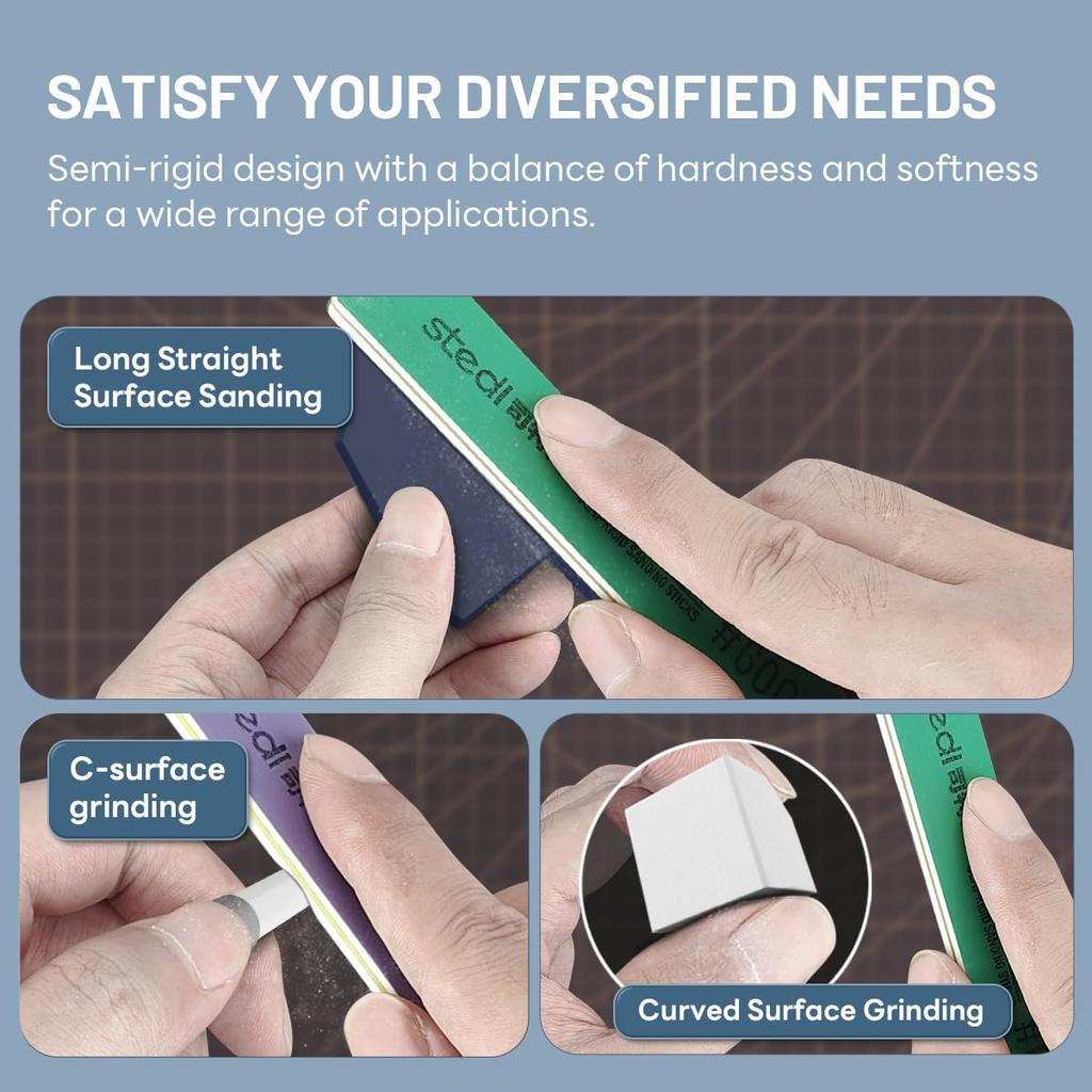 Stedi Sanding Sticks, Model Hobby Making Tool, Polishing Sanding Stick Tool for Gundam Repair, Plastic Models and Miniature Models, 6 Pieces