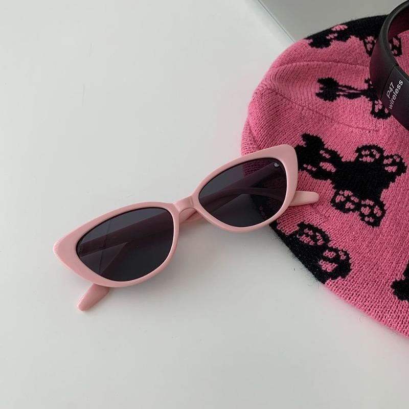 Korean Ins Niche High-end Sense Vintage Versatile Cat's Eye Pink Sunglasses Women's Sun Protection Face Small Frame Sunglasses