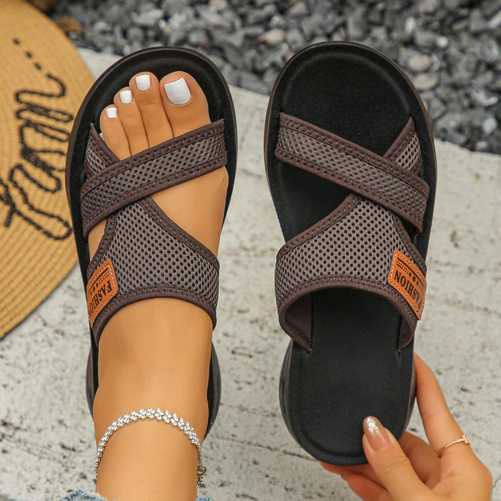 Sandali da Donna alla Moda e Versatili in Stile Sportivo, Realizzati in Tessuto a Rete Traspirante per il Comfort Ciabatte a Suola Piatta, Scarpe da Donna