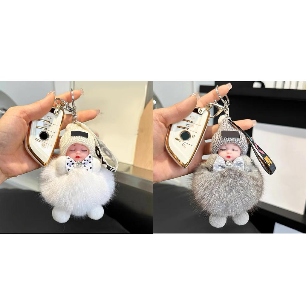 Cute Car Pendant Sleeping Doll Cartoon Plush Keychain Doll Doll Accessories