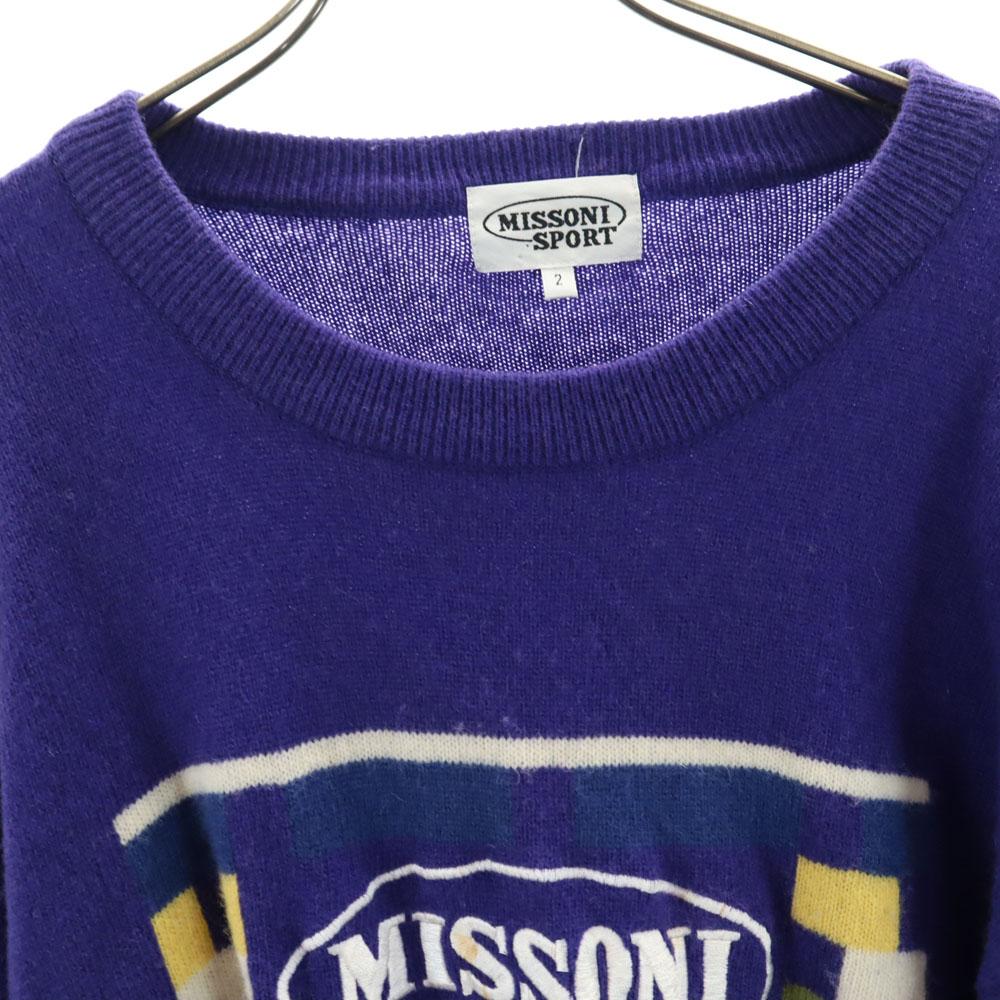 MISSONI SPORT Langarmpullover 2 lila Strick Herren Gebraucht