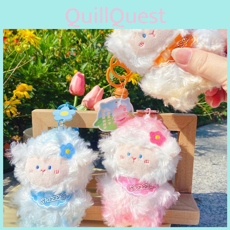 Colorful Jinnew Sheep Plush Keychain Orange And White Blue And White Gift Idea