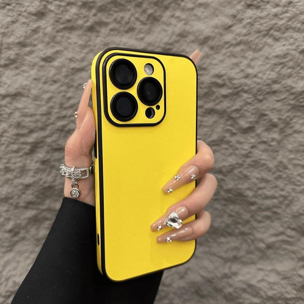 PU Leather Phone Case For iPhone 16 15 14 Plus 13 12 11 Pro Max Lens Protection Soft Silicone Bumper Shockproof Matte Cover