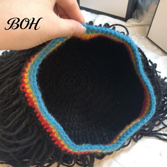 Unisex Dreads Kapuzenmütze Hip Hop Stil, Einteilige Perückenmütze Gestrickt für Jungen und Mädchen Musikfestival Mütze Kappe, für Partys Festivals Halloween Tägliches Tragen Flexibel