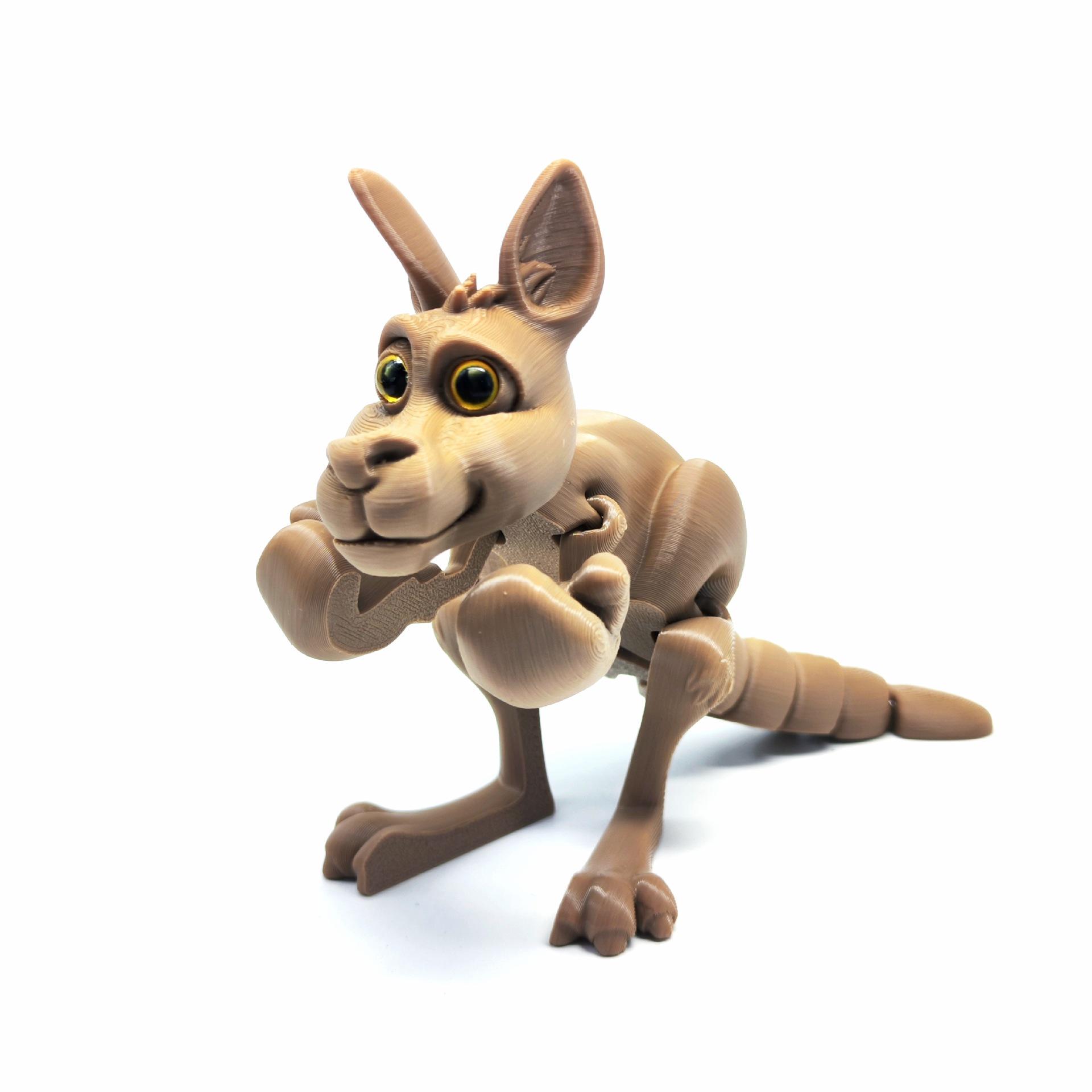 3D Printed Movable Boxing Kangaroo Dinosaur Model Ornament 13cm