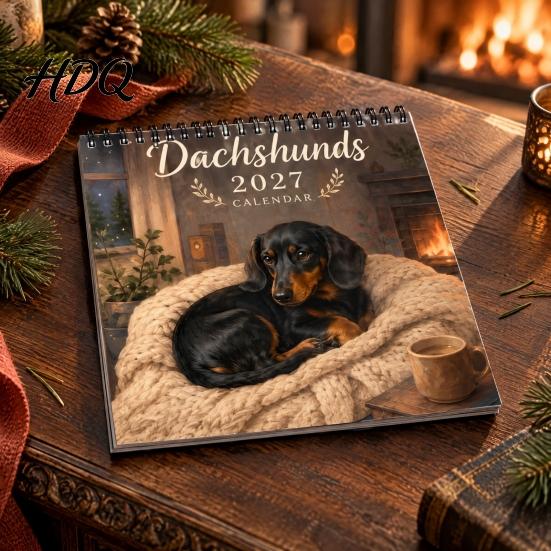 2027 Year Planner Dachshund Wall Calendar Cute Weiner Dog 12 Monthly Planner Jan. Calendar - Dec. Hanging for Office Home Lovers Gift Owners