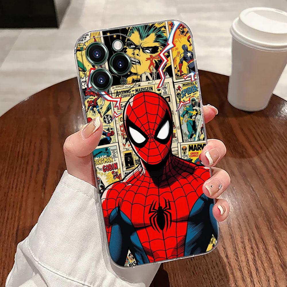 Spiderman Marvel Transparent Phone Case For iPhone 17 Pro Max 17E 11 12 13 14 15 16 Pro Max 15 Plus 17 Air 16E 7 XS Soft Cover