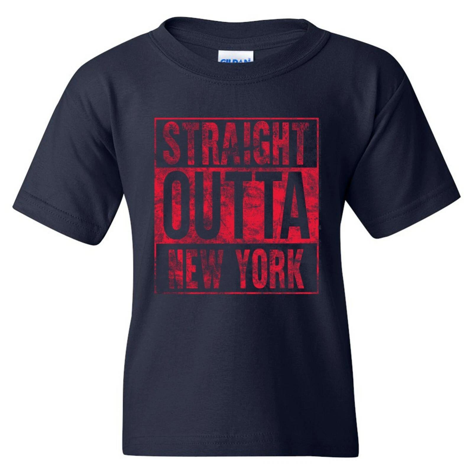 Straight Outta New York - Football Youth T Shirt - Navy S