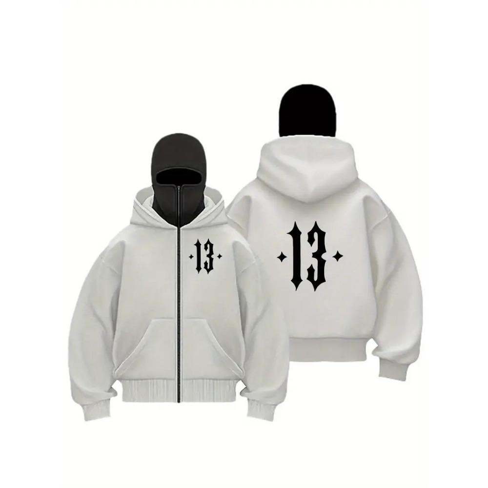 Men's Y2K Trendy Brand Velvet Double Hat Unique Design Hooded Sweatshirt Autumn and Winter New Loose High-end Sweatshirt